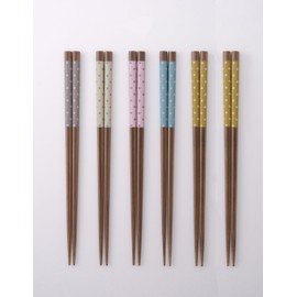 Hiranoi Chopsticks & Chopsticks Set, Gorgeous, Colorful, Wakasa Lacquer, Dishwasher Safe, Colorful Dot Painted Chopsticks (5 Color Set + 1 Pair)