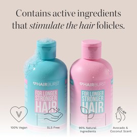 HAIR BURST Shampoo and Conditioner Set — SLS Free Hair Growth and Thickening Treatment for Women - Coconut and Avocado Scented - Suitable for All Types, Promotes Strong and Healthy Hair