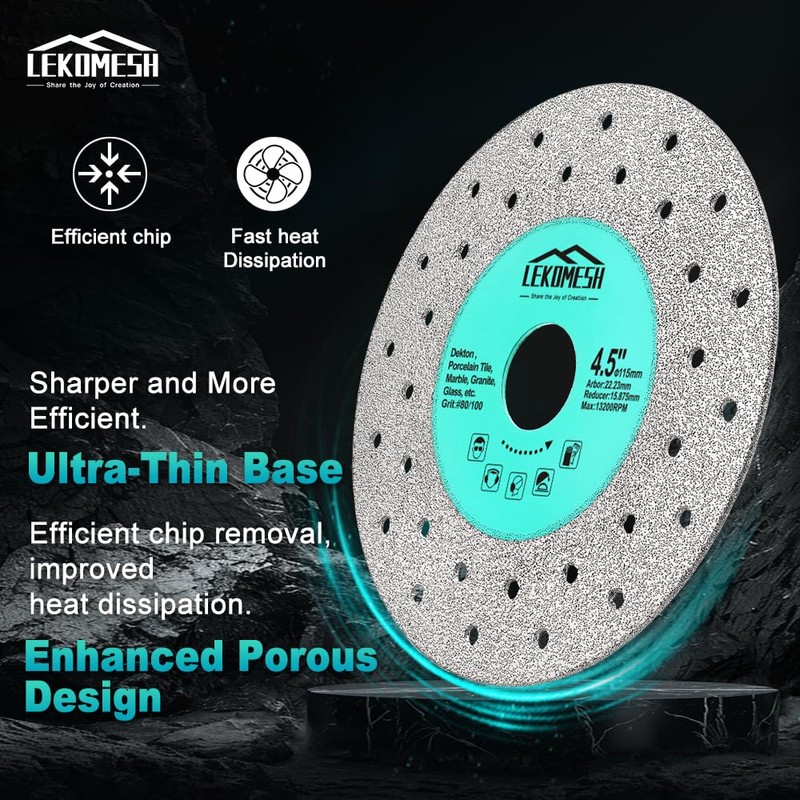 LEKOMESH Rock Slab Grinding Disc - 4.5 inch Glass Cutter