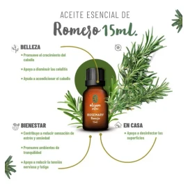 Aceite Esencial De Romero 100% Puro Y Orgánico 15 Ml