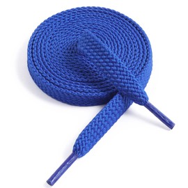 VSUDO 150 cm Double Layer Flat Blue Shoe Laces for Trainers, 8mm Wide Blue Laces for Trainers, Blue Trainers Laces, Sneakers Blue Shoe Laces for Women or Men (1Pair-Blue-150cm)