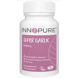 INNOPURE Odourless Garlic Capsules 120 Capsules - High Strength 5000mg - Vegetarian Society Certified - Made in The UK