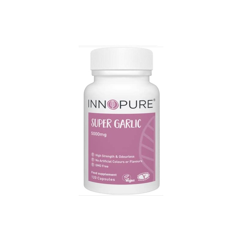 INNOPURE Odourless Garlic Capsules 120 Capsules - High Strength 5000mg