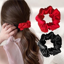 Silk Hair Elastic Scrunchie Silk Scrunchie Silk 100% Hair Accessories, Hair Closure, Ponytail, Simple, Cute, Fashion Miscellaneous, Women's, Sleeping, Before Sleeping, Silk, Compact, Wedding (E Set,