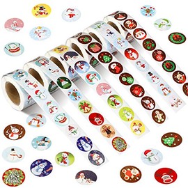 6 Rolls 3000 Pieces Christmas Stickers Round Adhesive Labels Xmas Decorative Stickers Christmas Stickers Labels Roll 1 Inch 48 Designs for Cards Envelopes Boxes
