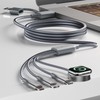 A-Pce 4-in-2 Multi Charging Cable with Smartwatch Charging, Grey-5FT
