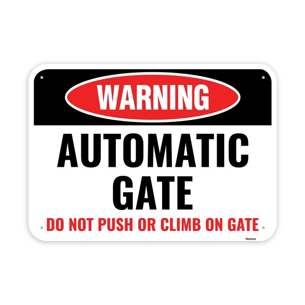 1PC Automatic Gate Sign, 14 x 10 Inches - Aluminum