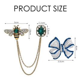 2 Pieces Vintage Rhinestone Brooch, Bee Tassel Brooch, Fashionable Bow Brooch, Ele Dress Pin, Tassel Lapel Pin, Suitable For Girls, Women