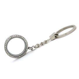 IKAAR Keyring Magnet Empty Floating Charms Living Memory Lockets DIY Keyring Gift, silver