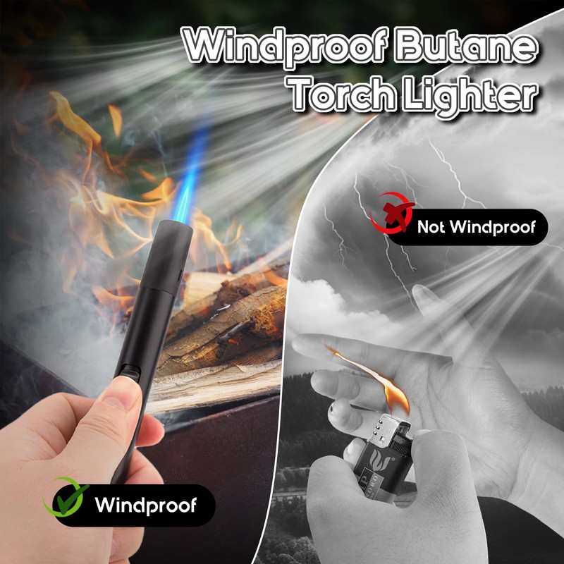 LcFun 2 Pack Torch Lighters Refillable Butane Lighter with Visible