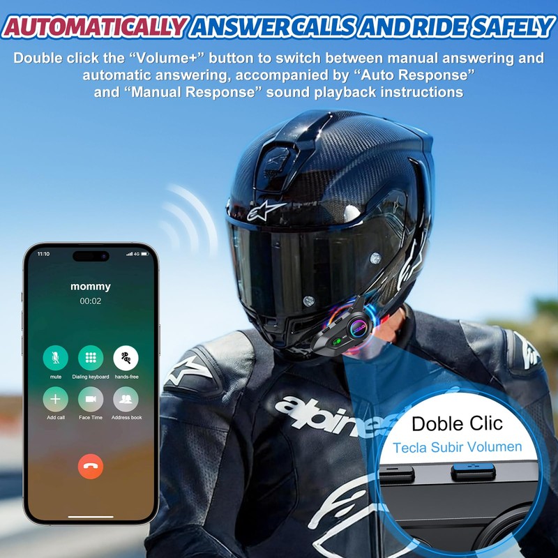 JZAQ Motorcycle Helmet Bluetooth Headset Bluetooth Helmet Speakers & Intercom