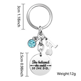 Inspirational Gift Key Chains "She Believe She Could So She Did"Encourage Key Rings for Her Women Girls Sister BFF Best Friends Bestie Colleague Graduation Birthday Christmas Anniversary Key Chain (A)