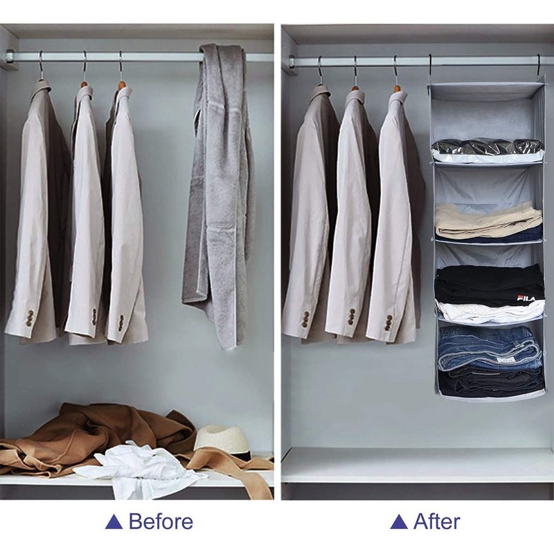 MayGreeny Hanging Wardrobe Organizer for Clothes Sweaters Hanging Closet Storage