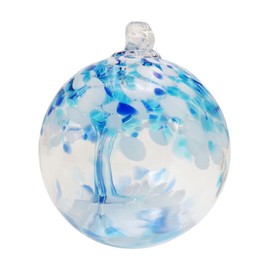 Dale Tiffany Hand Blown Glass, 6" Diameter Aqua, Tree of Life Collection, Witch Globe Hanging Garden Indoor/Outdoor Decorative Ornament Gazing Ball