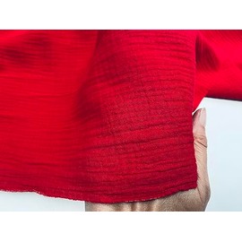 Double Gauze Muslin 100% Cotton Fabric Curtains Fine Cheese Baby Cloth Linen Look Event Wedding Textile - 140cm Wide (1, Red)