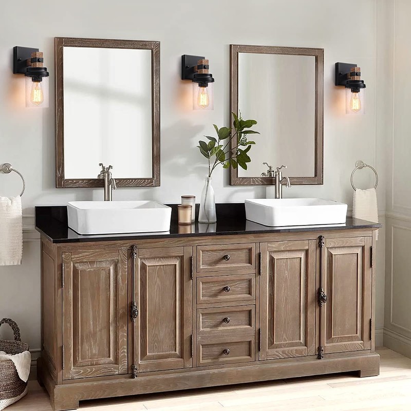 1-Light Rustic Wall Sconces Farmhouse Bathroom Light Fixtures Over Mirror,