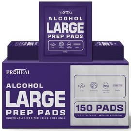 Almohadillas de preparación de alcohol estéril XXL, 150 unidades, 70% de alcohol isopropílico, envueltas individualmente, 2 capas, buenas para sitios 