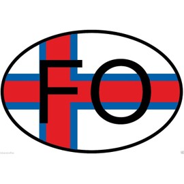FO Faroe Islands Country Code Oval with Flag Sticker Bumper Sticker Laptop Sticker Toolbox Sticker Helmet Sticker