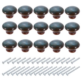 sourcing map Ceramic Cabinet Knobs, 15 Pcs Blue Round Shaped Drawer Knobs, 36mm/1.42" Dresser Knob Pulls Handle with Screws for Vanity, Bedroom Furniture, Closet, Cupboard