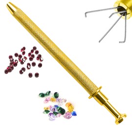 OdontoMed2011 Gold Plated Prong Holder Diamond Holder Pick-up Tool Stainless Steel 4 Prongs Diamond Claw Tweezers Parts Beads Diamond Gems Prong Tweezer Catcher Grabber Jewelry Making Jeweler Tool