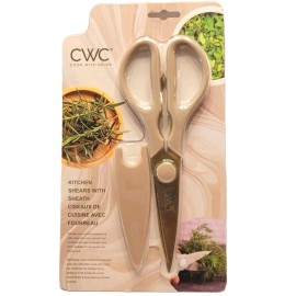 Kitchen Scissors Beige & Gold W/ Blade Protector Multi Use Sheers Stylish Classy