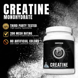 Ekkovision Creatine Monohydrate Powder, Micronized, Unflavored, Pre Workout & Post Workout Supplement for Men and Women, Energy Support, Easy to Mix in Shakes, Smoothies & Beverages, 200 Servings