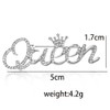 Rhinestone Crown Queen Brooch Pin,Gold Silver Crystal Letters Queen Suit