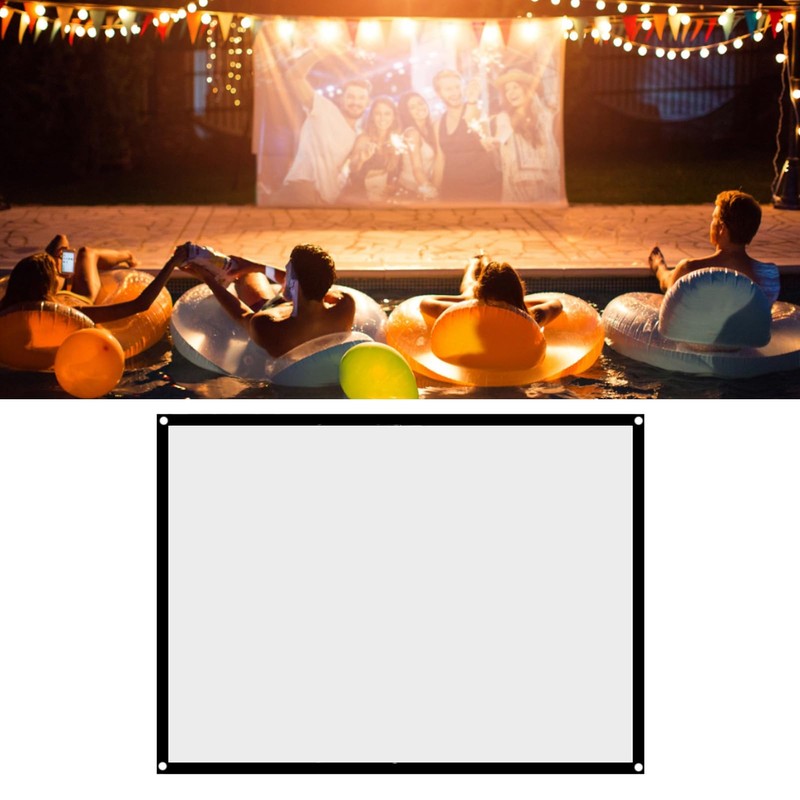 Tissting Projector Curtain Canvas, White Projector Curtain, Portable Projection Screen,