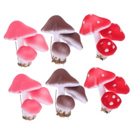 ORFOFE Unique 3-Headed Mushrooms 6pcs Foam Mushroom Figurines Natural Garden Decor Accessory