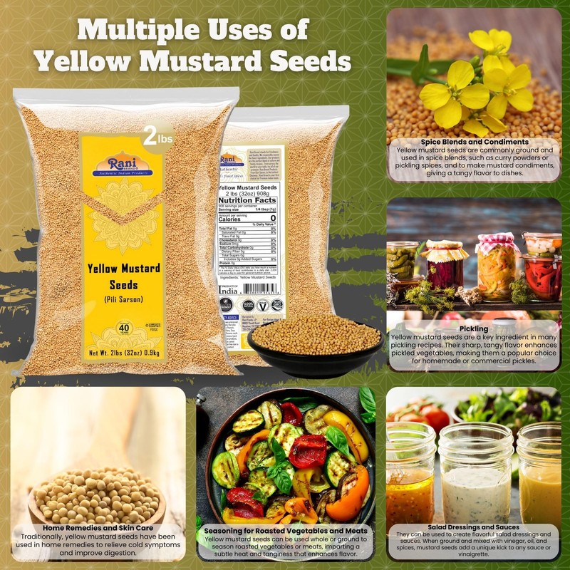 Rani Yellow Mustard Seeds Whole Spice 32oz (2lbs) 908g ~