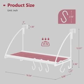 Tajsoon Over The Door Hanger with Storage Rack and 6 Hooks, Over The Door Clothes Rack for Hanging Coat, Over The Door Clothes Hanger for Bathroom, Bedroom, Living Room, White