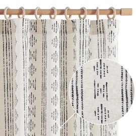 jinchan Boho Curtains for Living Room Farmhouse Black Curtains 84 Inch Length 2 Panels for Bedroom Geometric Striped Mudcloth Light Filtering Window Drapes Rod Pocket Black on Beige