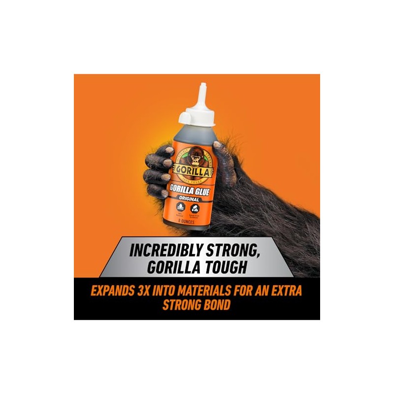 Gorilla Original, Pegamento Impermeable De Poliuretano, Botella De 8 Onzas,