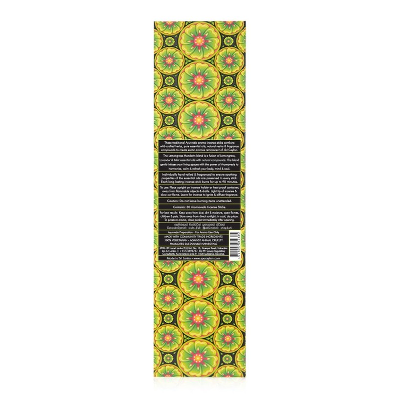 SPA CEYLON Lemongrass and Mandarin Aromaveda Incense Sticks | Energizing