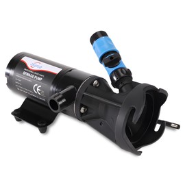 12V DC Macerator Pump 45LPM, Marine Toilet Waste Electric Caravan with Garden Hose Discharge Port, Quick Release Sewage Pump with Fresh Water Rinse and Manual Crushing Function (Blue,HYMP1-4501)