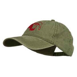 Outline Image of a Parrot Embroidered Washed Cap - Dark Green OSFM