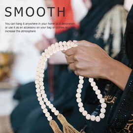 Wakauto Wooden Bead Tassel Garland 56in Farmhouse Beads with Tassel for Dining and Coffee Table Decor Christmas Decoration White