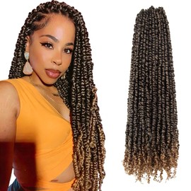 WUDAS Long Passion Twist Hair 30 Inch Pre-twisted Passion Twists Crochet Hair Ombre Honey Blonde Pre-looped Synthetic Crochet Braids (7 Packs,T27)