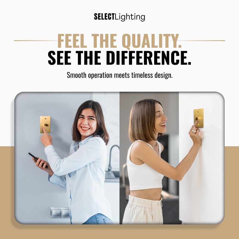 SELECT 1‑Gang Solid Brass Rotary Dimmer Switch, Satin Brass Finish,