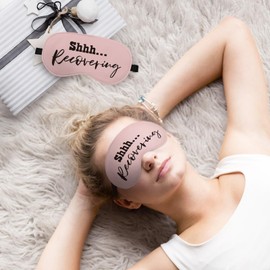 Qlmx Shh Recovering Silk Eye Mask for Sleeping, Pink for Women, Funny Eye Covers, Cute Blindfold Gifts for Girls