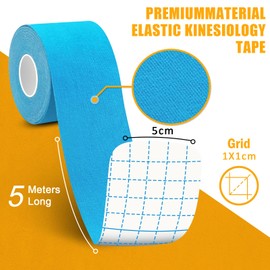 Sports Tape Kinesiology Tape Physio Tape 5 x 5 cm Waterproof & Skin-Friendly Kinesiotape with Special Scissors for Knee Pain, Elbow and Shoulder