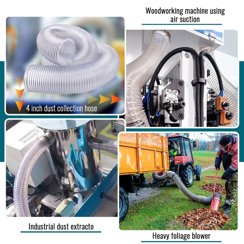 4" X 10' Dust Collection Flexible Hose with 4 In