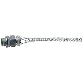 Legrand Pass & Seymour BOX30 Flexcor Wire Mesh Grip, Wide Range, Straight Male, Dust Tight, 1/2" NPT, 0.300"-0.430" Cable Grip Range, Silver (1 Count)