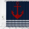UEAUUN Navy Blue and White Striped Shower Curtain Anchor, 70x70