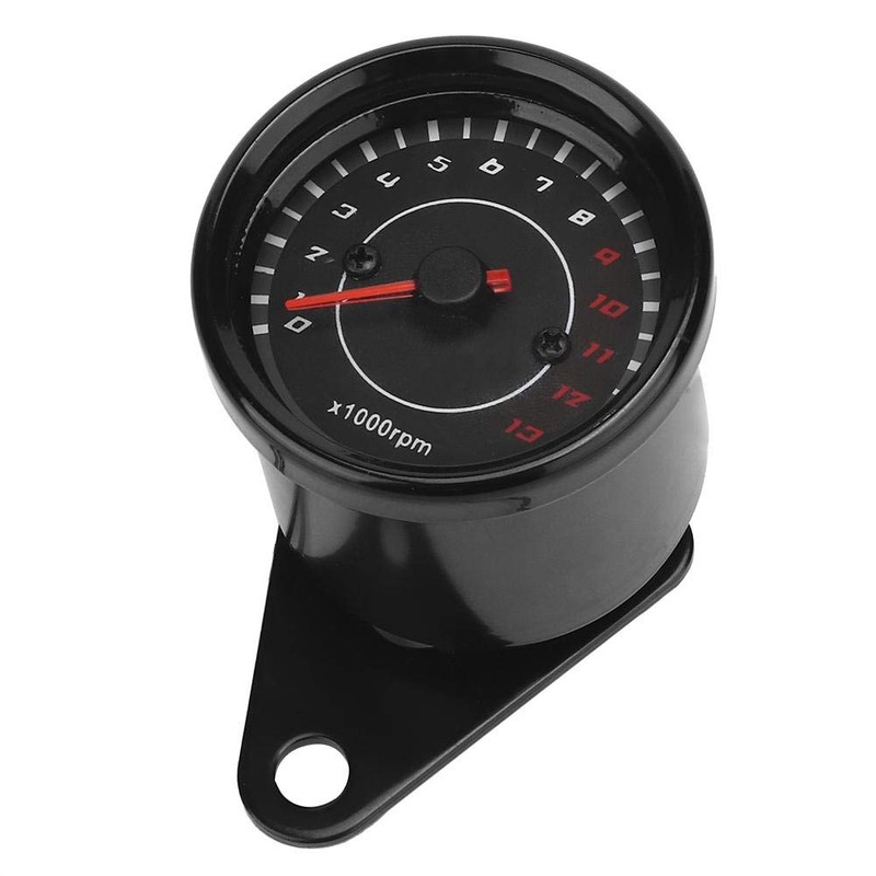 Qiilu Motorcycle Tachometer, Universal Motorcycle Backlight Tachometer, Tachometer, Aluminium Display