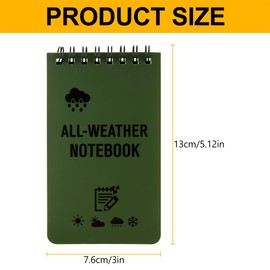 Lotsdonxia 4 Pcs Waterproof Pocket Notebooks - Weather-Resistant Compact Mini Notepads with Lined Pages for Outdoor, School, Office & Daily Use, Spiral-Bound (Green)