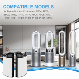 Katerelis 2 Pack Replacement True Filter for Dyson TP04 TP06 TP07 TP09 TP10 HP04 HP06 HP07 HP09 HP10 PH01 PH02 PH04, 360° Combi 2 in 1 and Carbon Filter, Grade True Carbon Replacement Filter