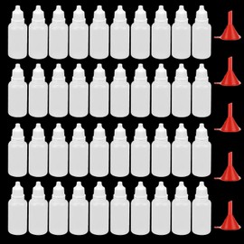 LOLYSIC 100 Pcs 20ml Dropper Bottles, Squeezable Empty Eye Dropper Bottles, White Cap Plastic Dropper Bottles for Oil Paint Sample Essential Liquid, with 5 Pcs Funnel