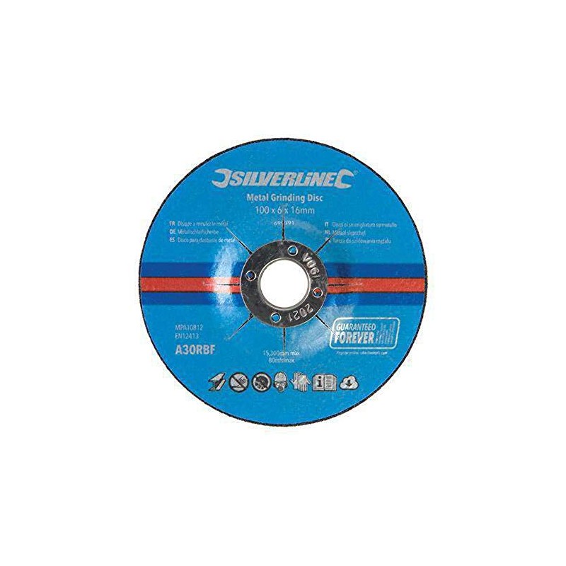 Silverline 699791 Metal Grinding Discs 10pk 100 x 6 x