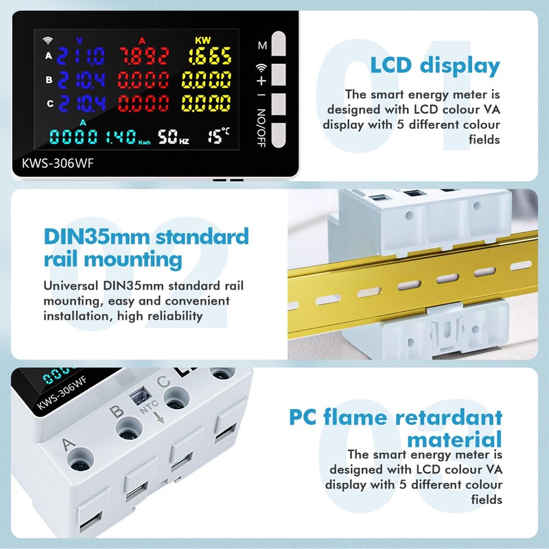 Electricity Meter 3 Phase WiFi Smart Meter Electricity Meter 80A